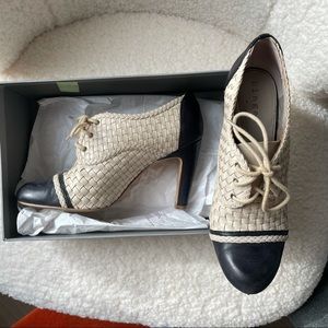 Hinge Woven Leather Heels